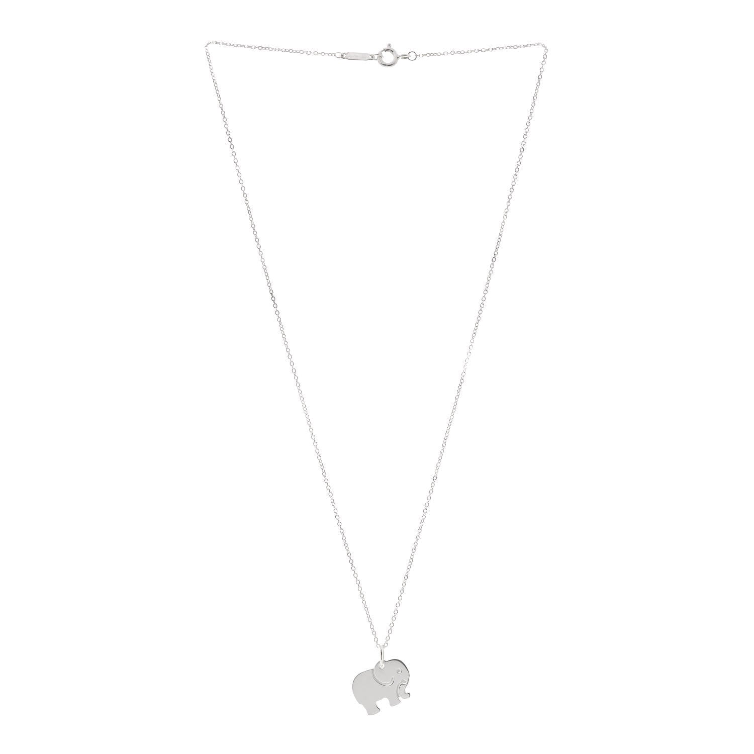 Tiffany Sterling Silver Elephant Never Forgets Pendant Necklace 3 of 7