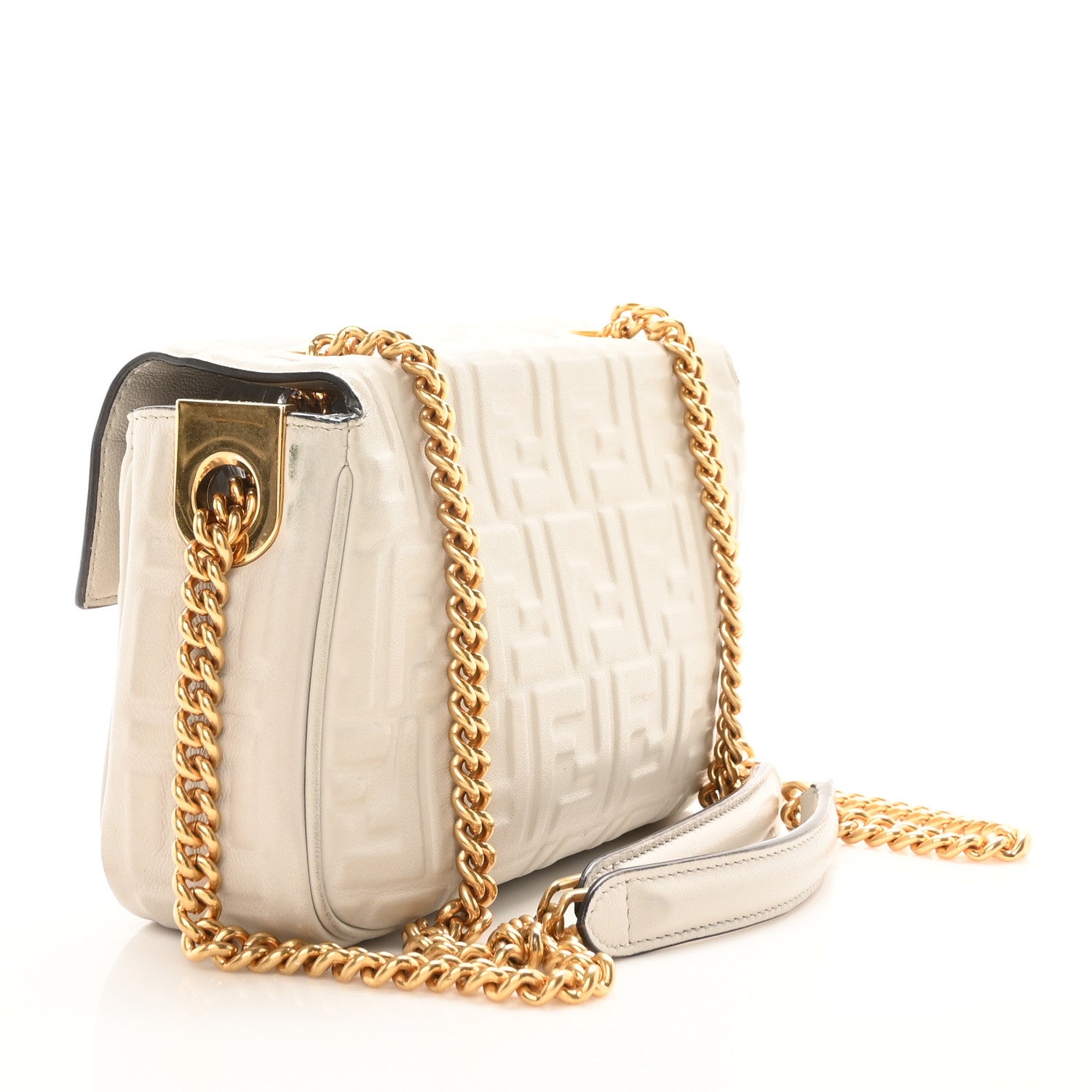 Fendi Nappa Small FF Embossed Midi Chain Baguette Ghiaia 3 of 11