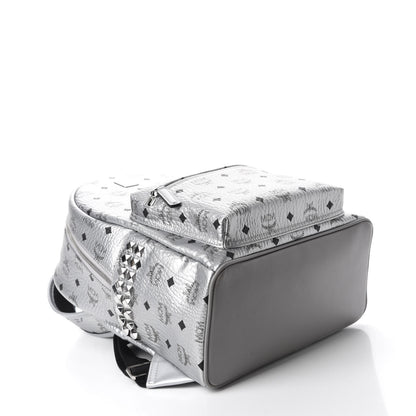MCM Metallic Visetos Medium Side Stud Stark Backpack Berlin Silver 3 of 11