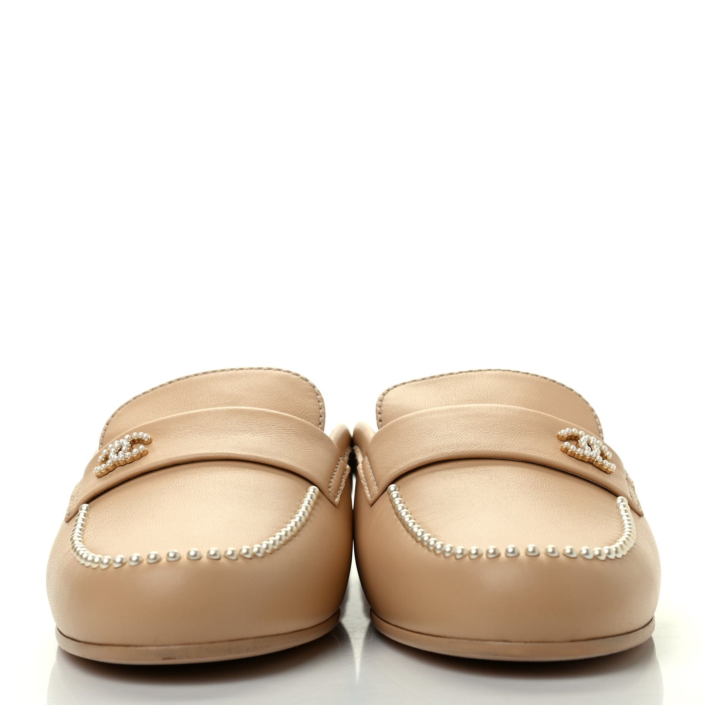 Lambskin Pearl CC Mules 40 Beige