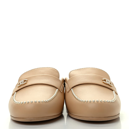 Chanel Lambskin Pearl CC Mules 40 Beige 2 of 11