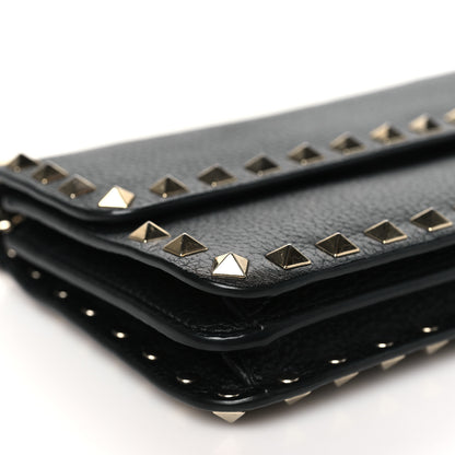 Valentino Garavani Pebbled Calfskin Rockstud Flap Wallet On Chain 8 of 10