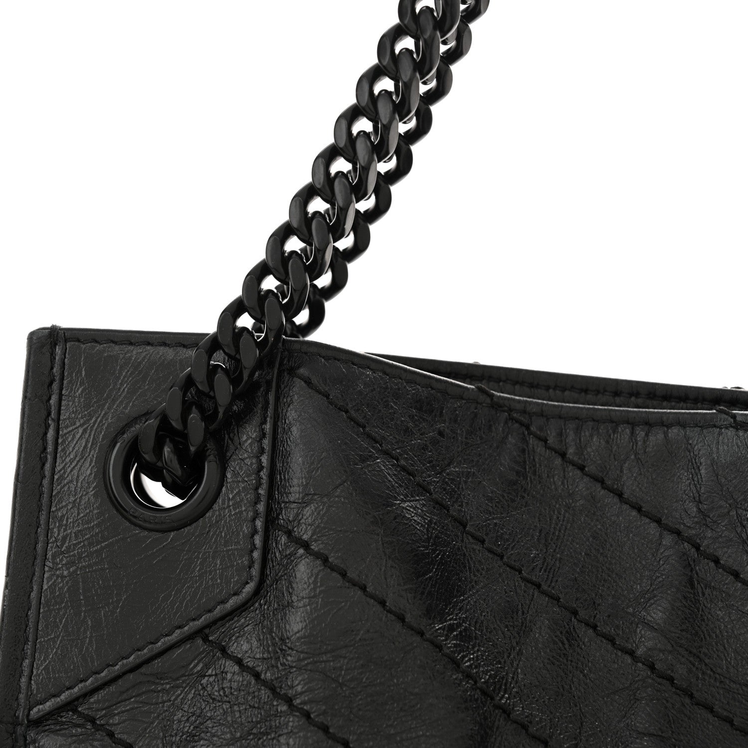 Saint Laurent Crinkled Calfskin Matelasse Monogram Large Niki Shopper Tote Black 14 of 16