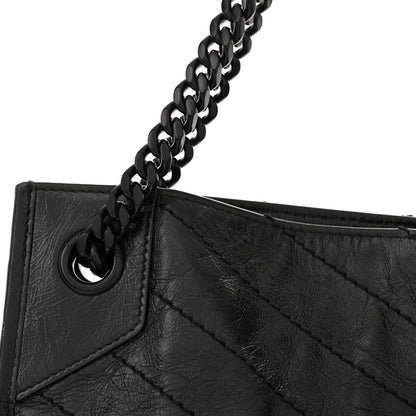 Saint Laurent Crinkled Calfskin Matelasse Monogram Large Niki Shopper Tote Black 14 of 16