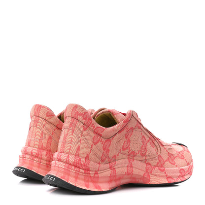 Gucci Ultralight Plume Calfskin Monogram Printed Mens Gucci Run Sneakers 8 Beige Hibiscus Red 4 of 10