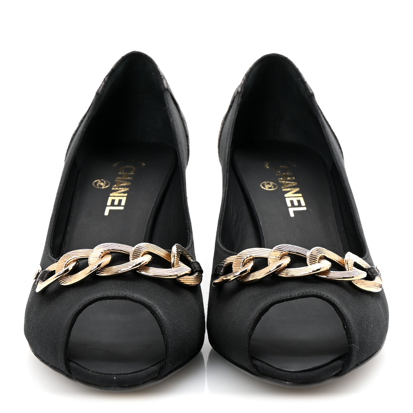 Nylon Lambskin Quilted Chain CC Pumps 40 Black