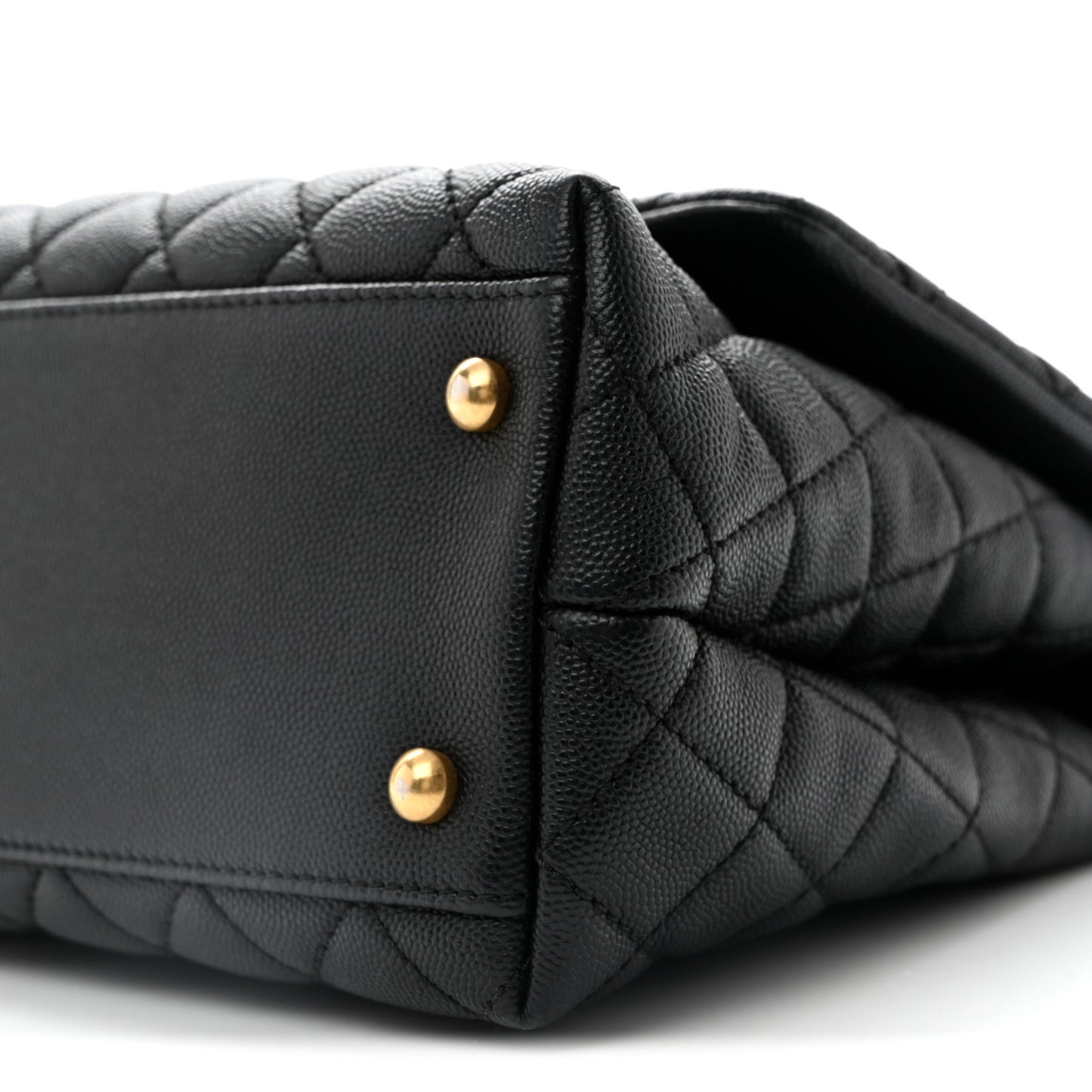Caviar Quilted Small Coco Handle Flap Black