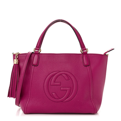 Gucci Pebbled Calfskin Small Soho Top Handle Bag Bright Bougainvillea 1 of 12