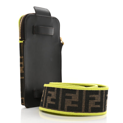 Fendi Fabric Jacquard FF 1974 Cell Pocket Strap You Tobacco Moro Giallo Fluo 3 of 13