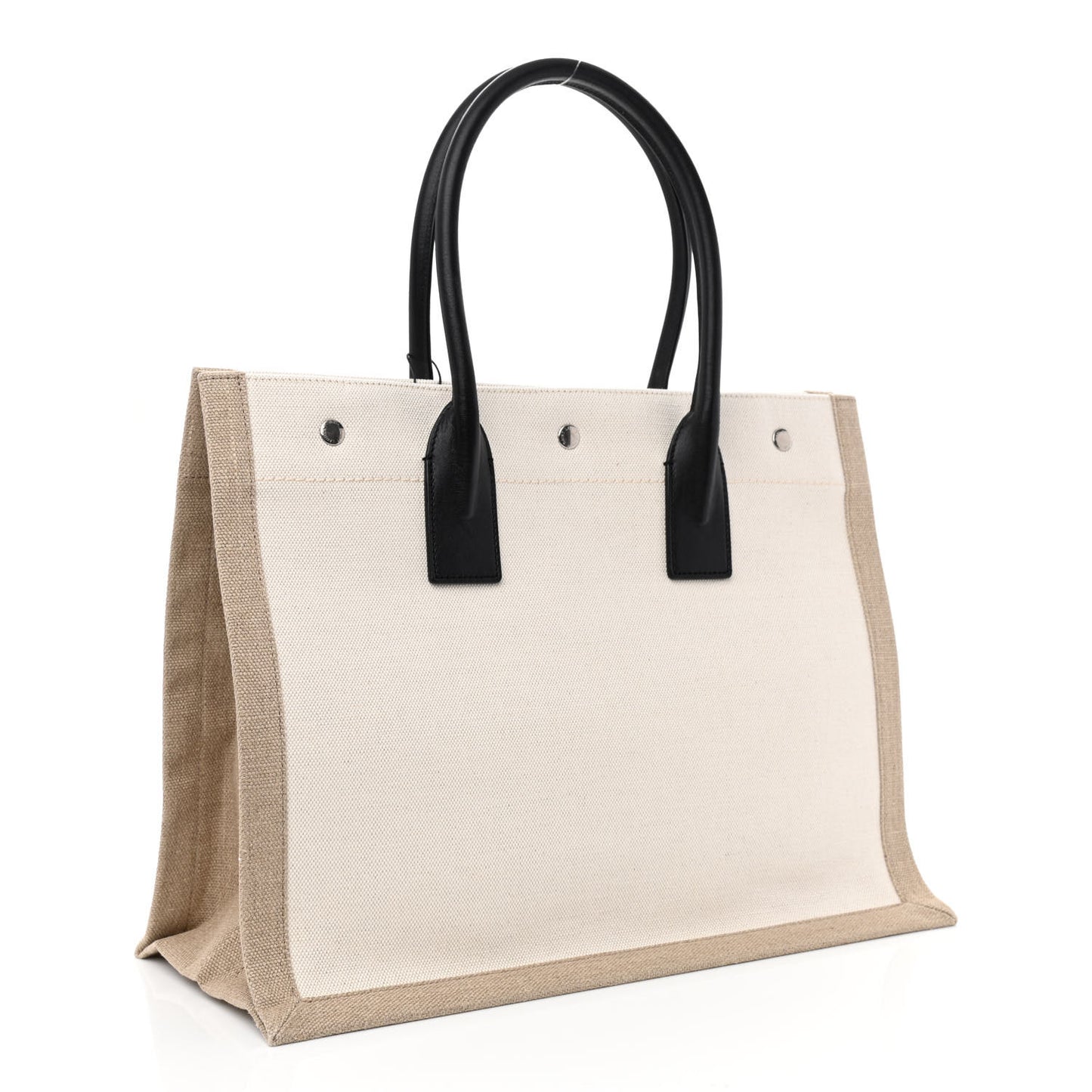 Linen Calfskin Small Rive Gauche Tote Greggio Natural
