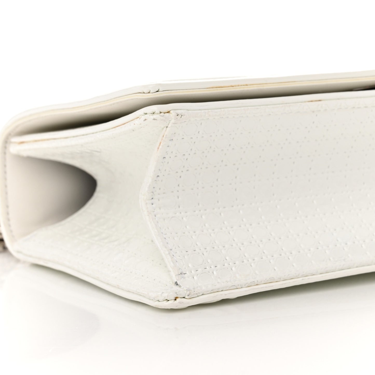 Patent Micro-Cannage Small Diorama Flap Bag White