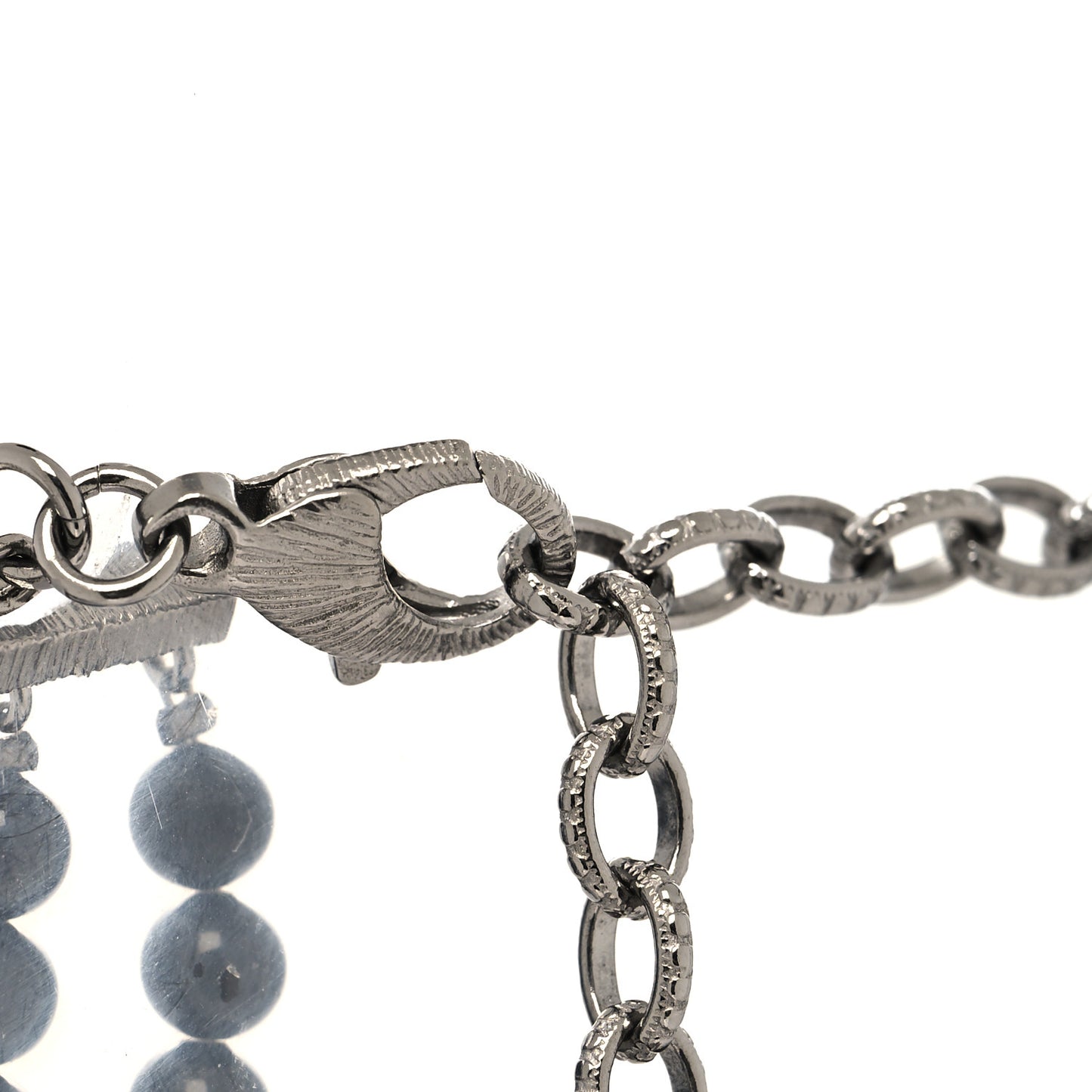 Graduated Pearl CC Multi Strand Short Necklace Ruthenium Grey Black