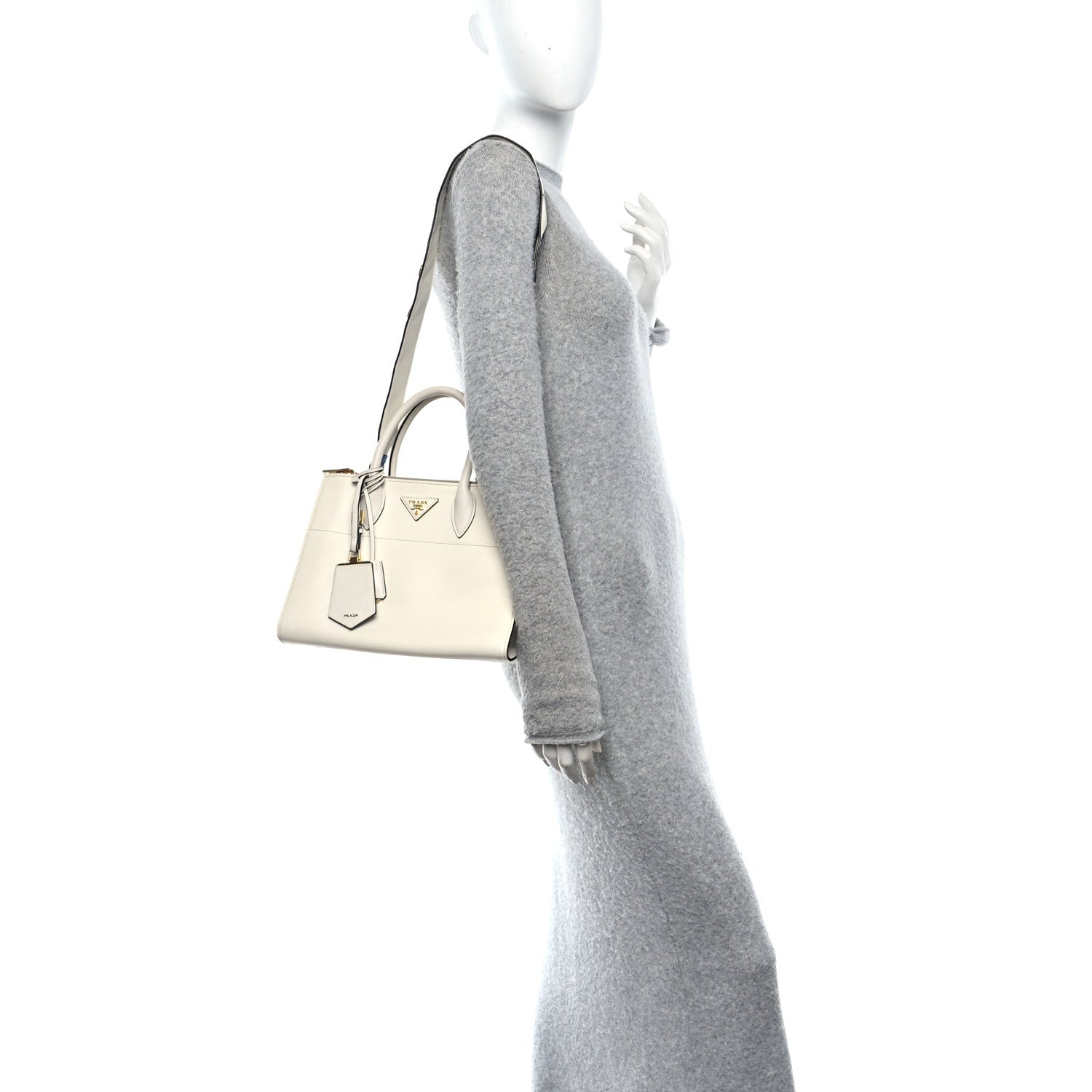 Prada Saffiano City Calfskin Greche Paradigme Bag White 2 of 9
