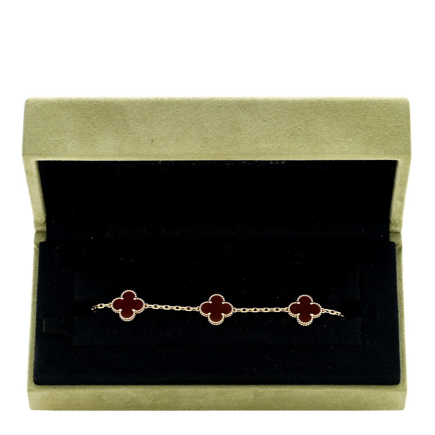 Van Cleef & Arpels 18K Yellow Gold Carnelian 5 Motifs Vintage Alhambra Bracelet 4 of 4