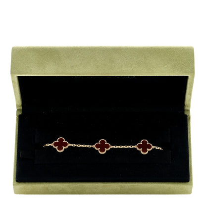 Van Cleef & Arpels 18K Yellow Gold Carnelian 5 Motifs Vintage Alhambra Bracelet 4 of 4