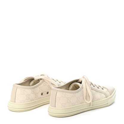 Gucci Washed Cotton GG Monogram Calfskin Womens Low Top Sneakers 36.5 White Mystic White Great White 4 of 10