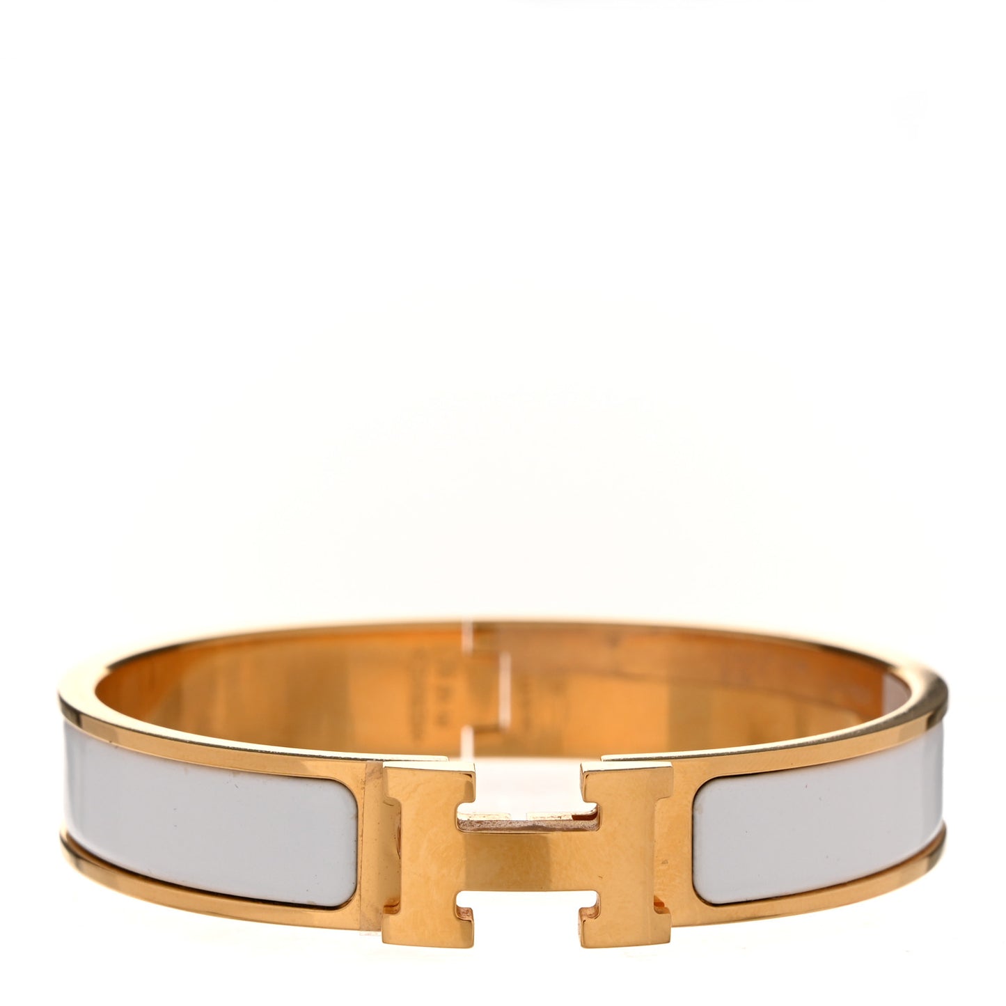 Enamel Narrow Clic Clac H Bracelet GM White