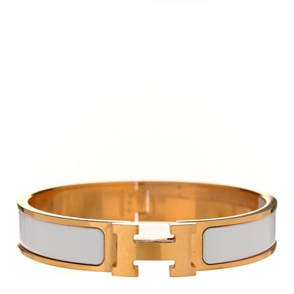 Hermes Enamel Narrow Clic Clac H Bracelet GM White 1 of 5
