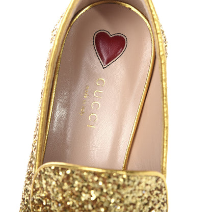 Gucci Glitter Web Peyton Loafers 38 Gold 8 of 11