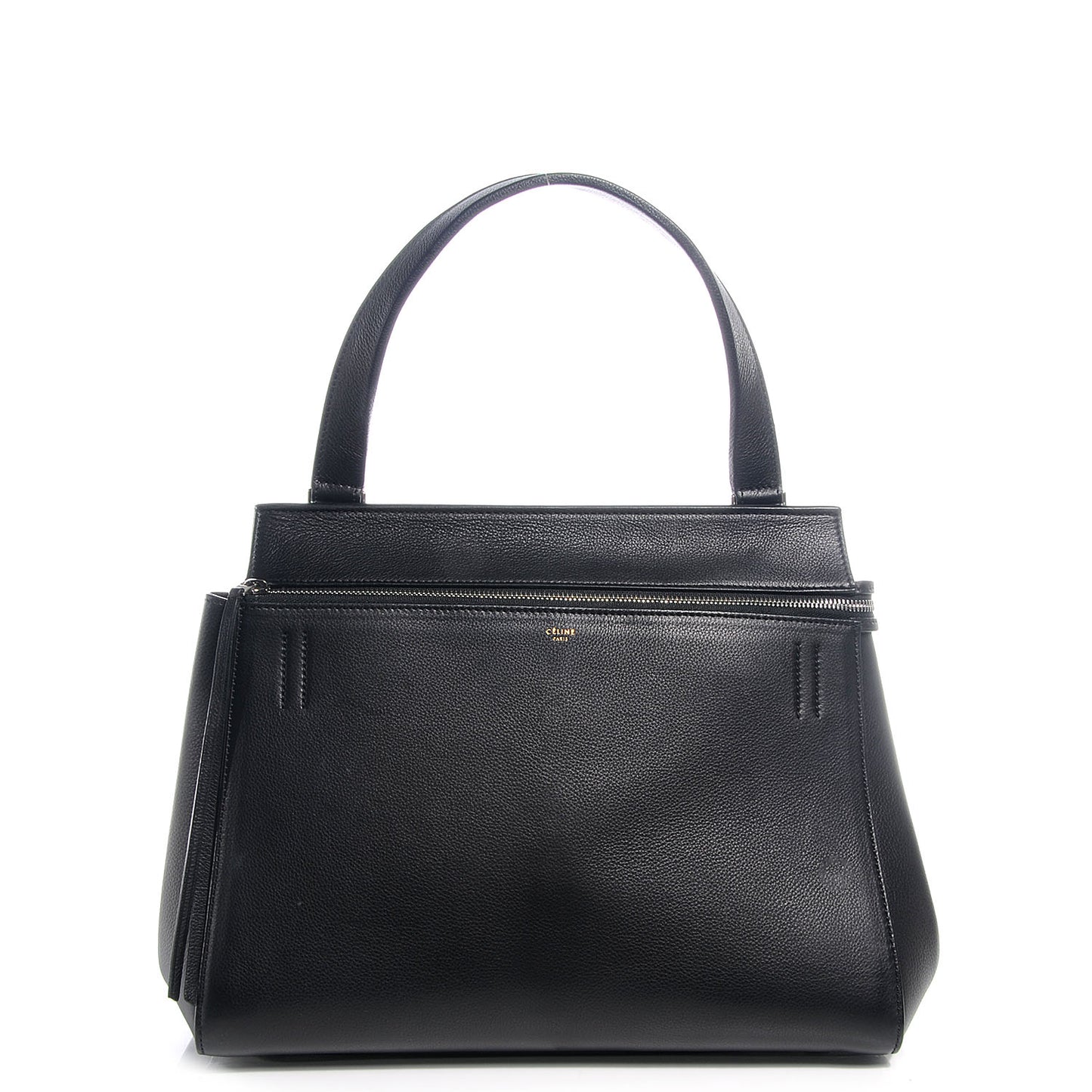 Textured Calfskin Medium Edge Shoulder Bag Black