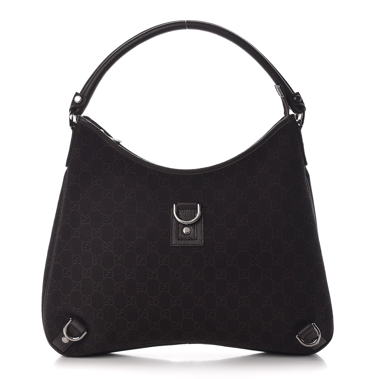 Gucci Denim Monogram Abbey D Ring Hobo Brown 1 of 10
