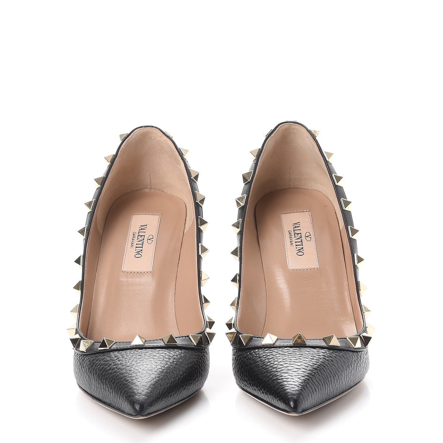 Valentino Garavani Pebbled Calfskin Rockstud 85mm Pumps 35.5 Black 2 of 17