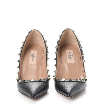 Valentino Garavani Pebbled Calfskin Rockstud 85mm Pumps 35.5 Black 2 of 17