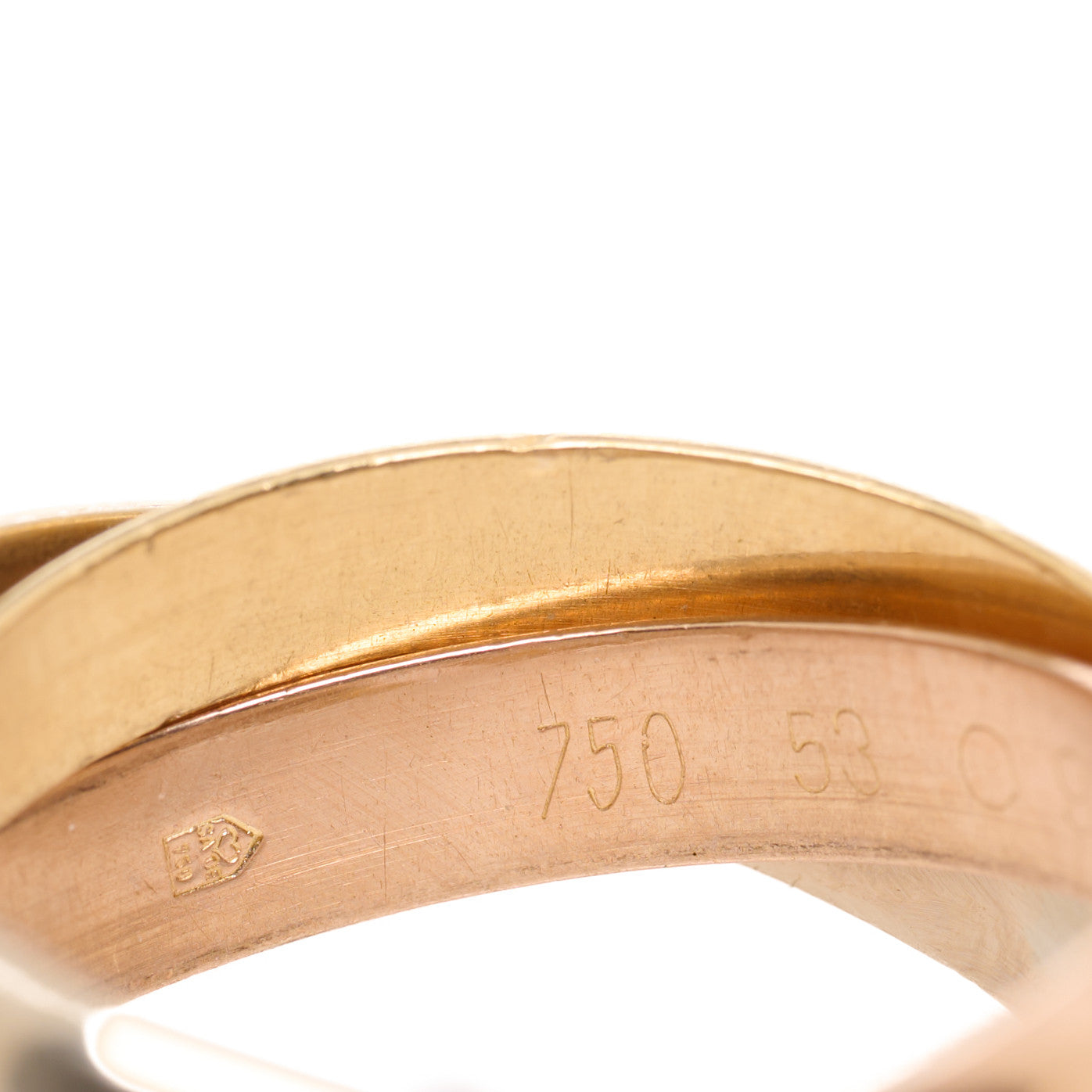 18K Pink Yellow White Gold Classic Les Must De Cartier Trinity Ring 53 6.25
