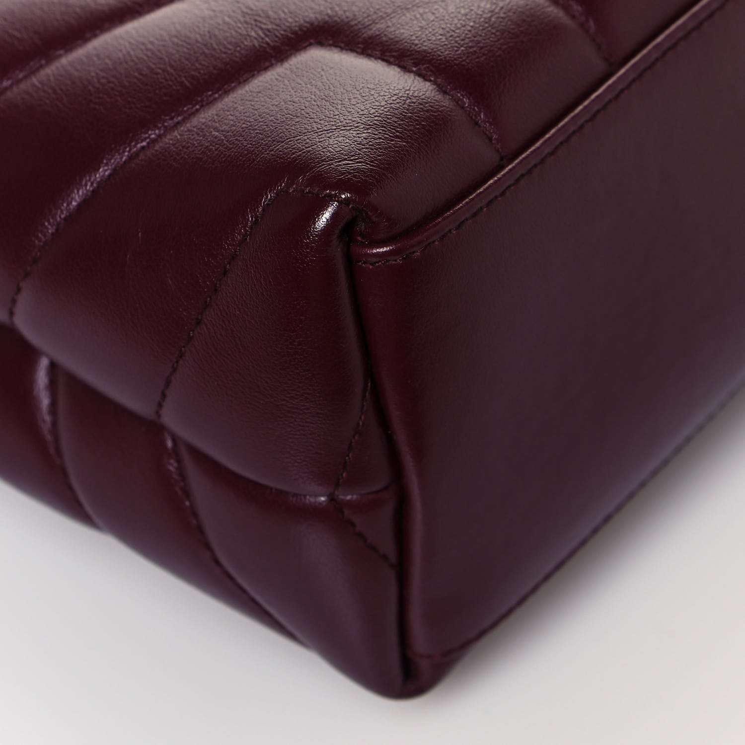 Saint Laurent Calfskin Y Quilted Monogram Small Loulou Chain Satchel Dark Legion Red 10 of 16