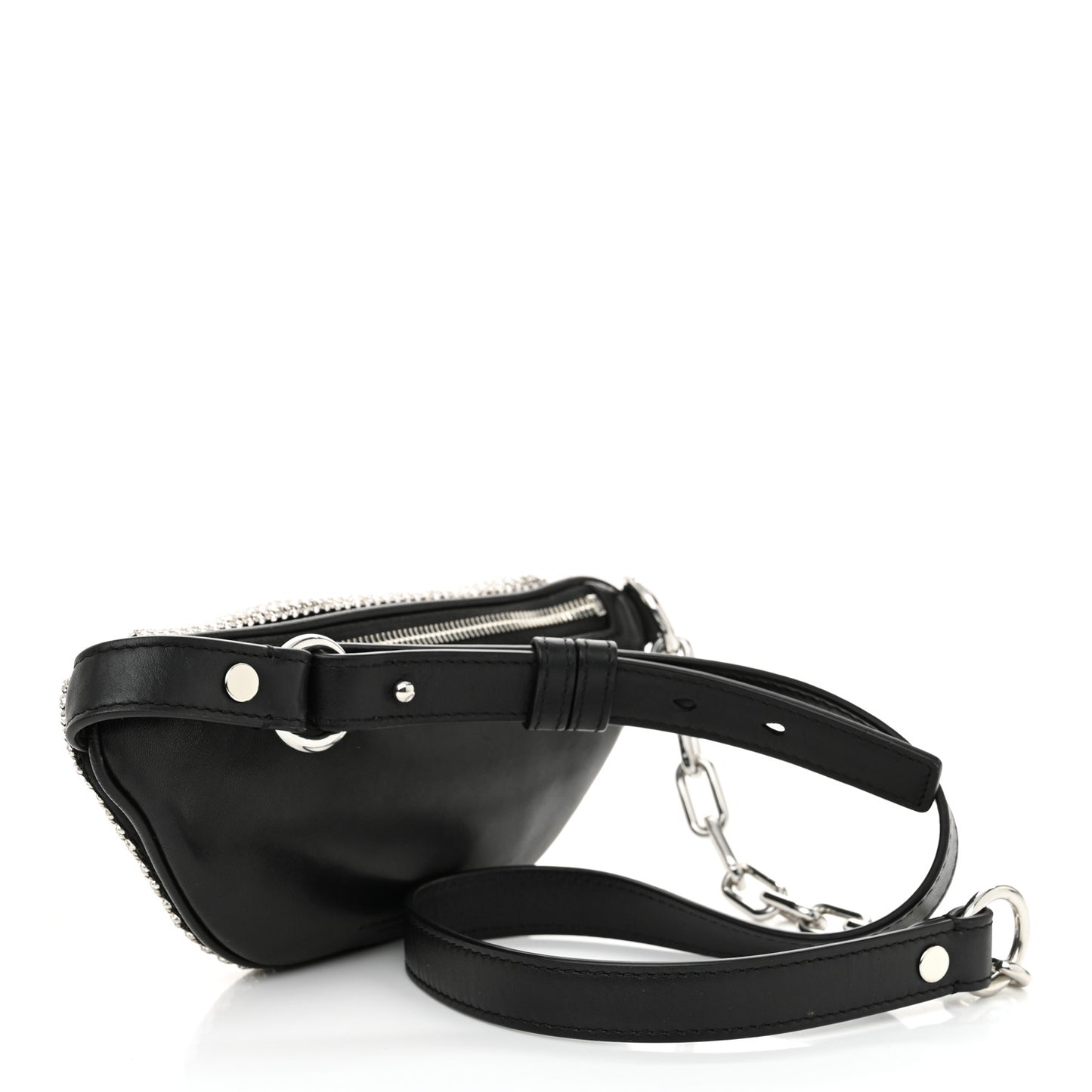 Rhinestone Mesh Mini Attica Belt Bag Black