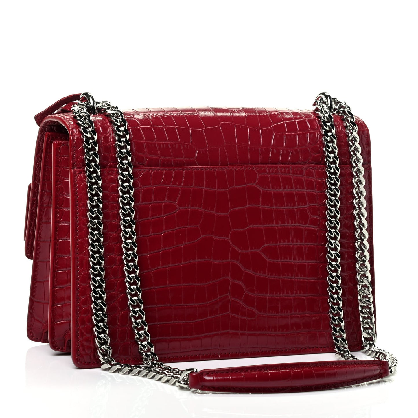 Calfskin Crocodile Embossed Medium Monogram Sunset Rouge Eros