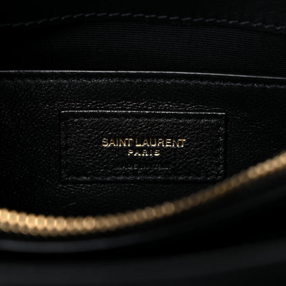 Saint Laurent Suede Calfskin Y Quilted Monogram Small Loulou Chain Satchel Black 7 of 14