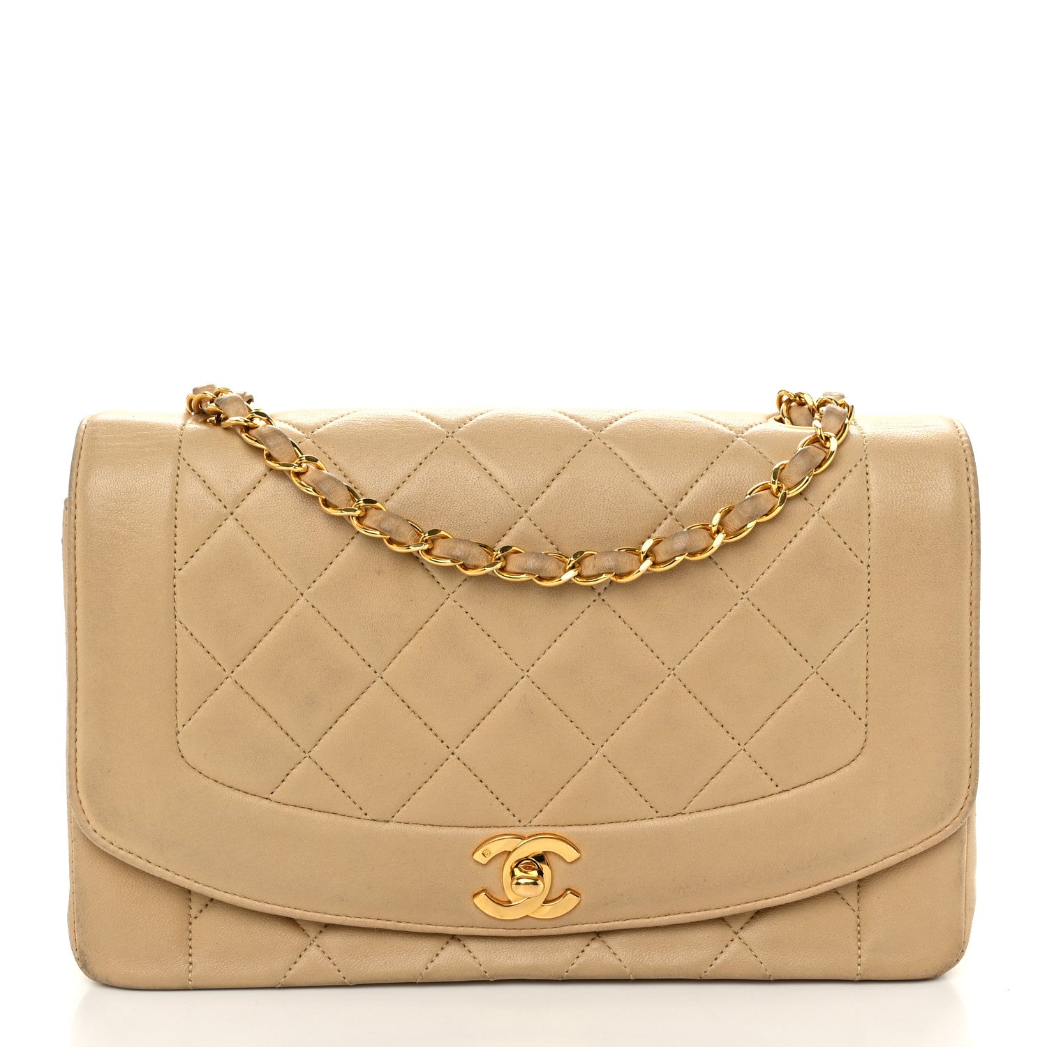 Chanel Lambskin Quilted Medium Single Flap Beige 1 of 13