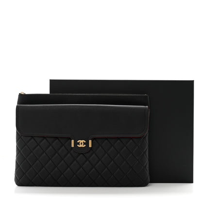Chanel Grained Calfskin Quilted Large Archi Chic Cosmetic Case Black 12 of 12