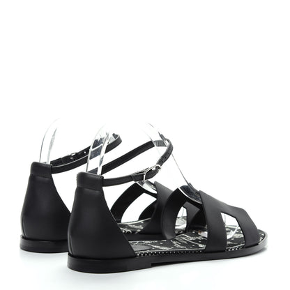 Hermes Calfskin Santorini Sandals 38 Black 4 of 11