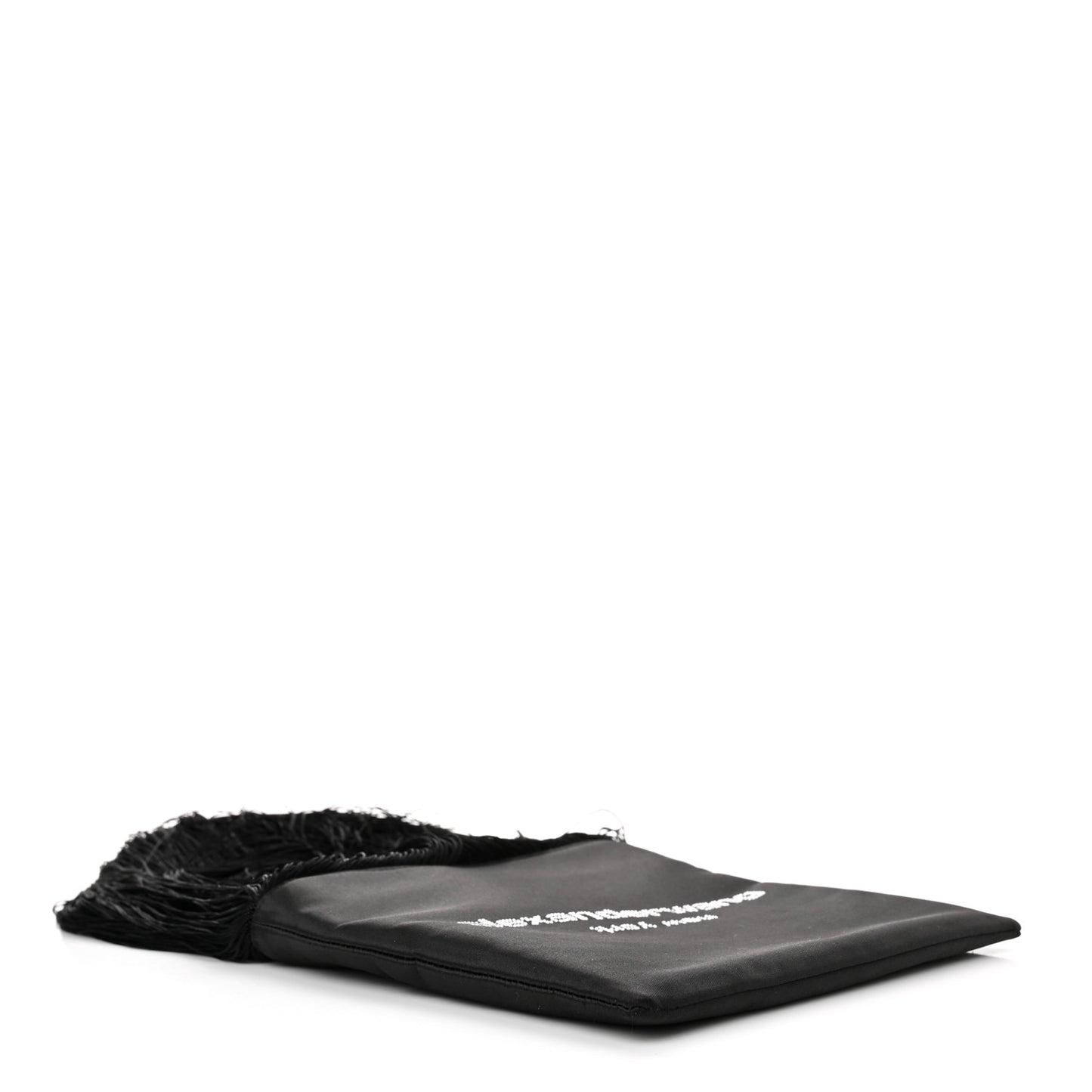 Satin Crystal Fringe Shoulder Bag Black