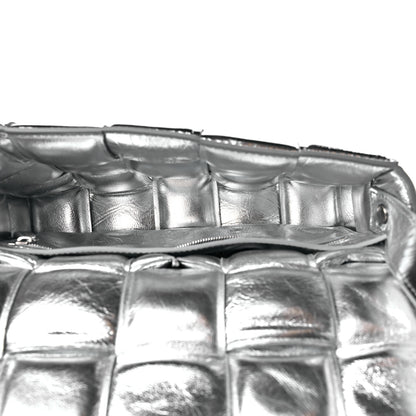 Bottega Veneta Metallic Lambskin Padded Cassette Crossbody Bag Silver 5 of 8