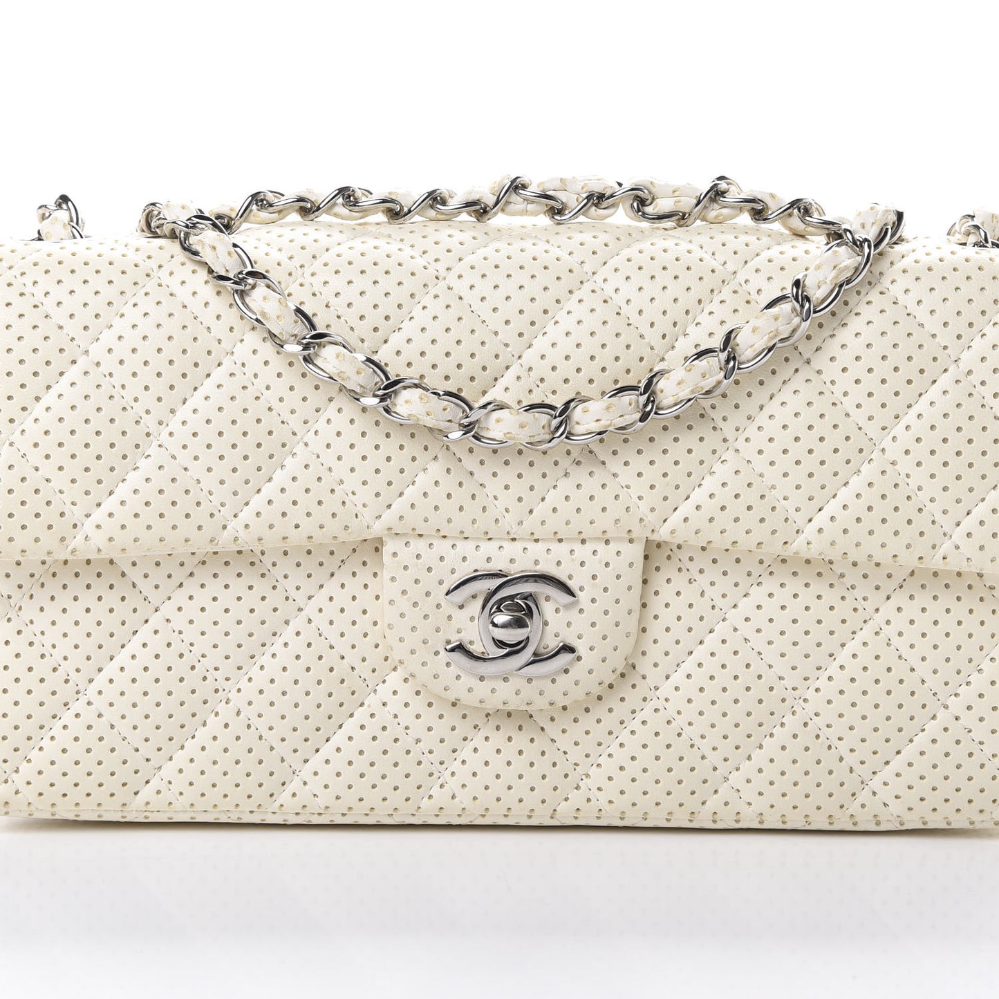 Lambskin Perforated East West Flap White