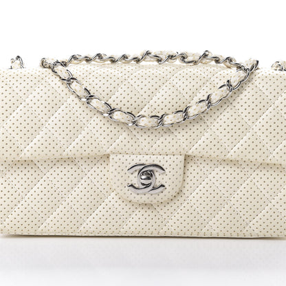 Chanel Lambskin Perforated East West Flap White 7 of 16