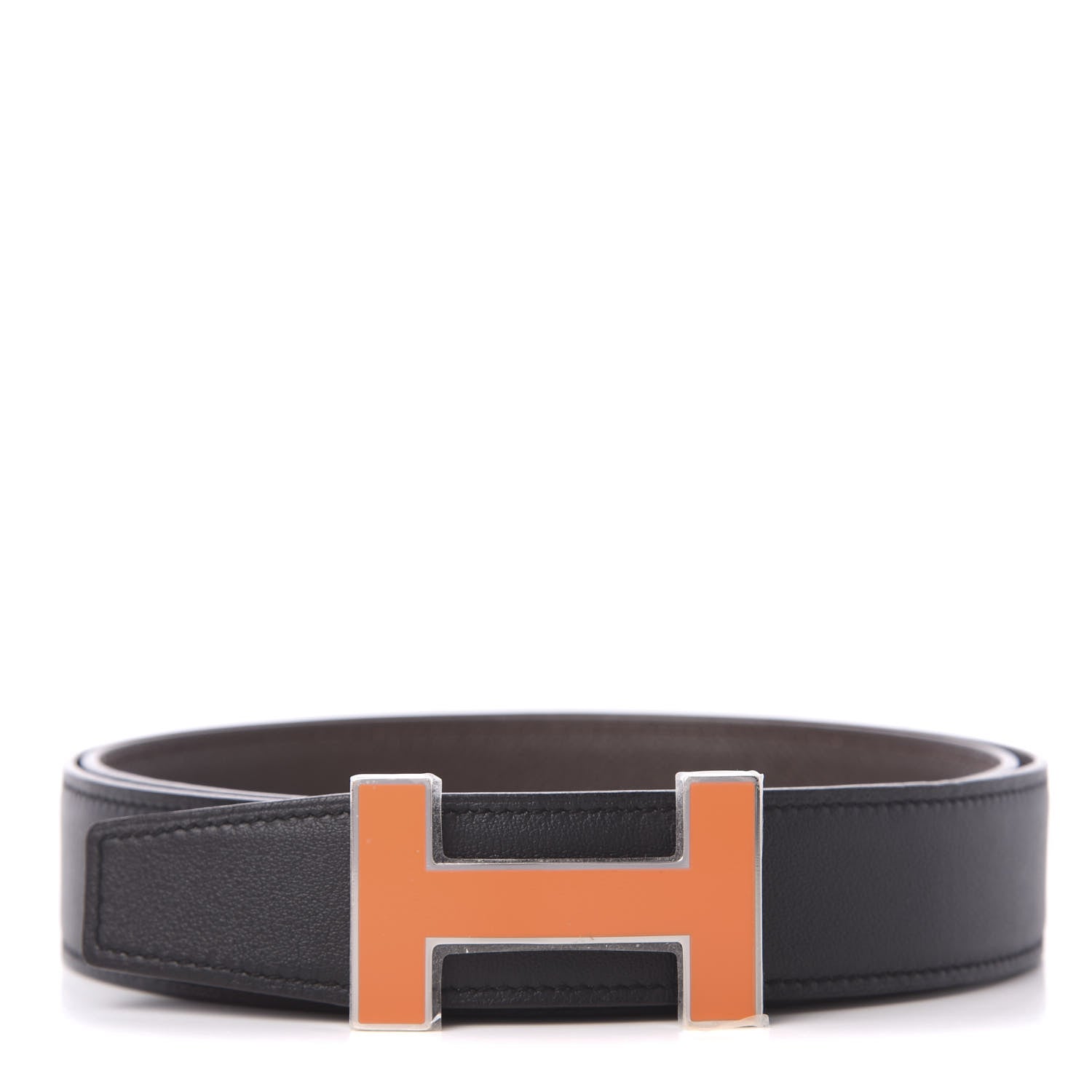 Hermes Swift Epsom 32mm Enamel Quizz H Belt 90 Black Chocolate 1 of 6