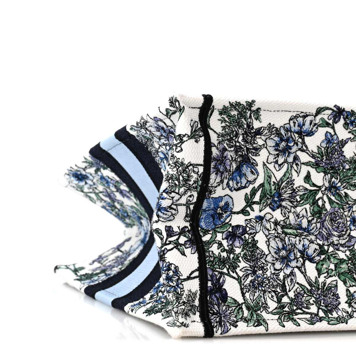 Christian Dior Canvas Embroidered Medium Flowers Book Tote Blue 9 of 11