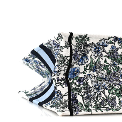 Christian Dior Canvas Embroidered Medium Flowers Book Tote Blue 9 of 11