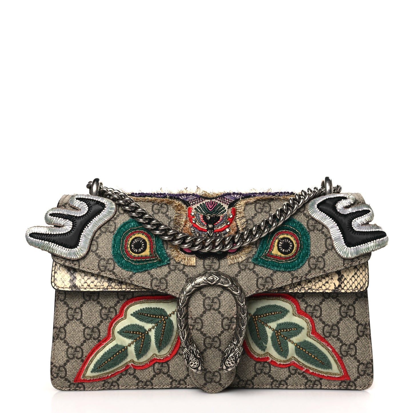 GG Supreme Monogram Python Embroidered Small Dionysus Shoulder Bag