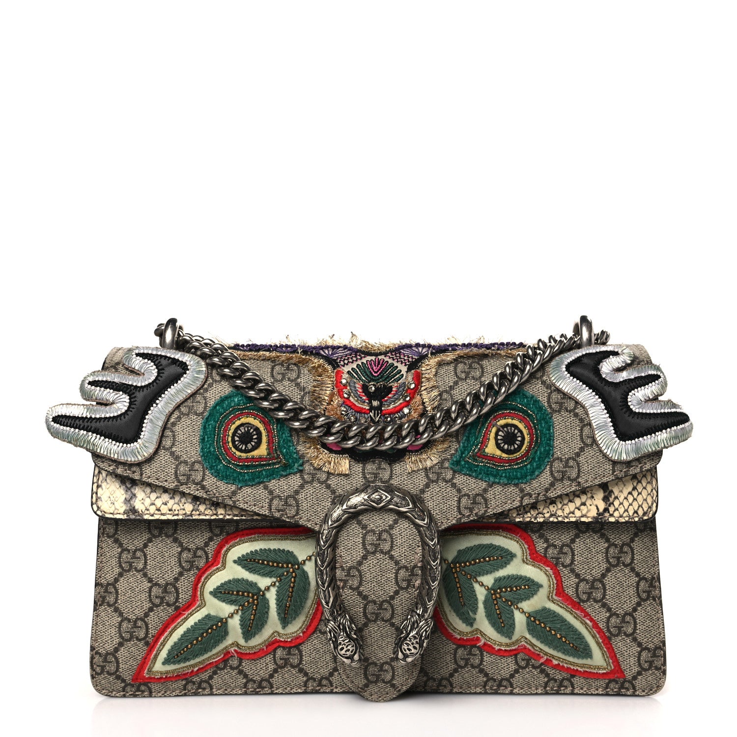 Gucci GG Supreme Monogram Python Embroidered Small Dionysus Shoulder Bag 1 of 9