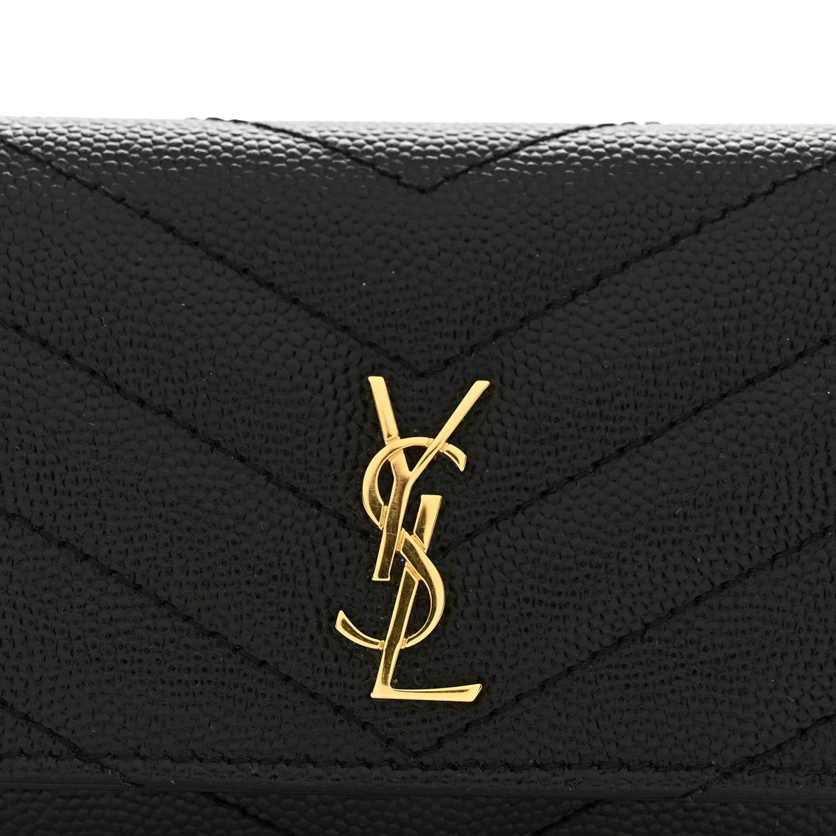 Saint Laurent Grain de Poudre Matelasse Cassandre Monogram Slim Key Case Black 9 of 11