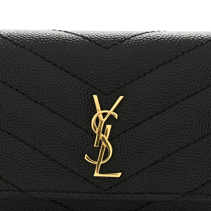 Saint Laurent Grain de Poudre Matelasse Cassandre Monogram Slim Key Case Black 9 of 11