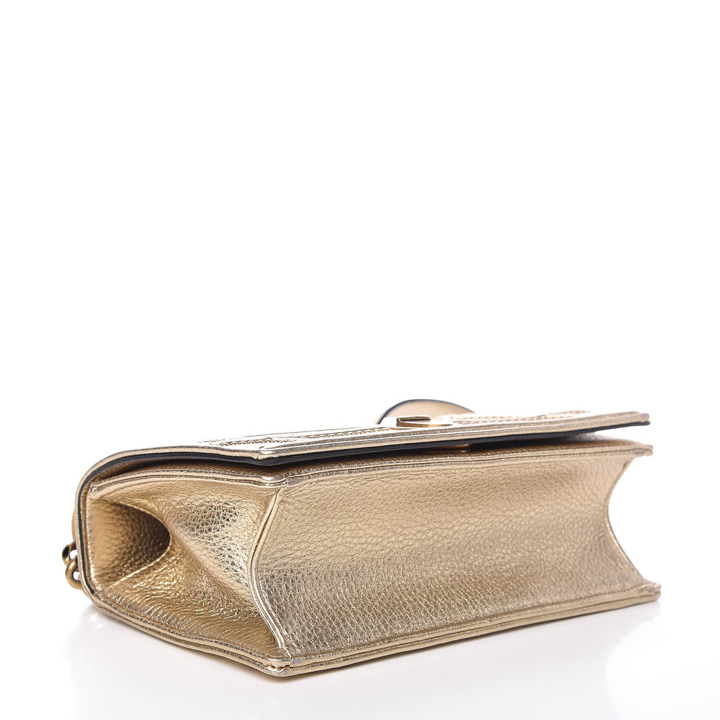 Metallic Calfskin Studded Small Diorama Flap Bag Gold