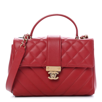 Chanel Calfskin Quilted Chevron In The City Bag Red 1 of 9