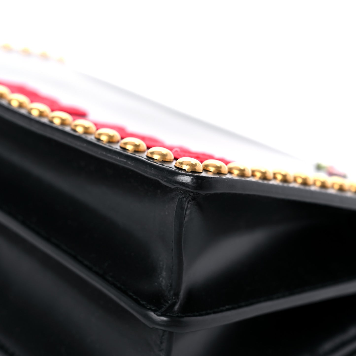 Calfskin Floral Embroidered Studded Small Dionysus Shoulder Bag Black