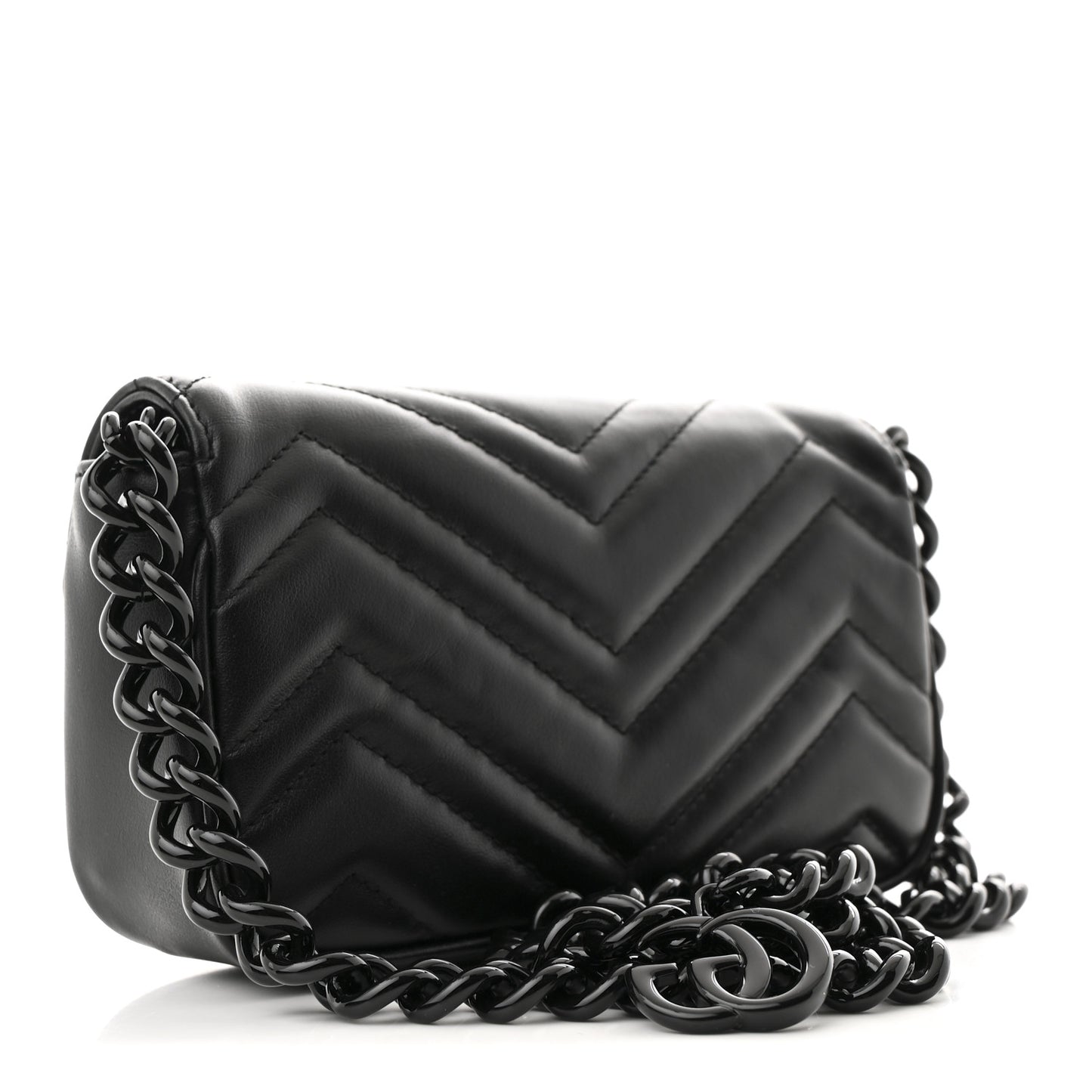 Calfskin Matelasse Monochrome GG Marmont Chain Belt Bag Black